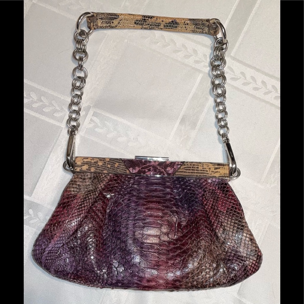 Authentic PRADA Python Lizard Frame Clutch Bag